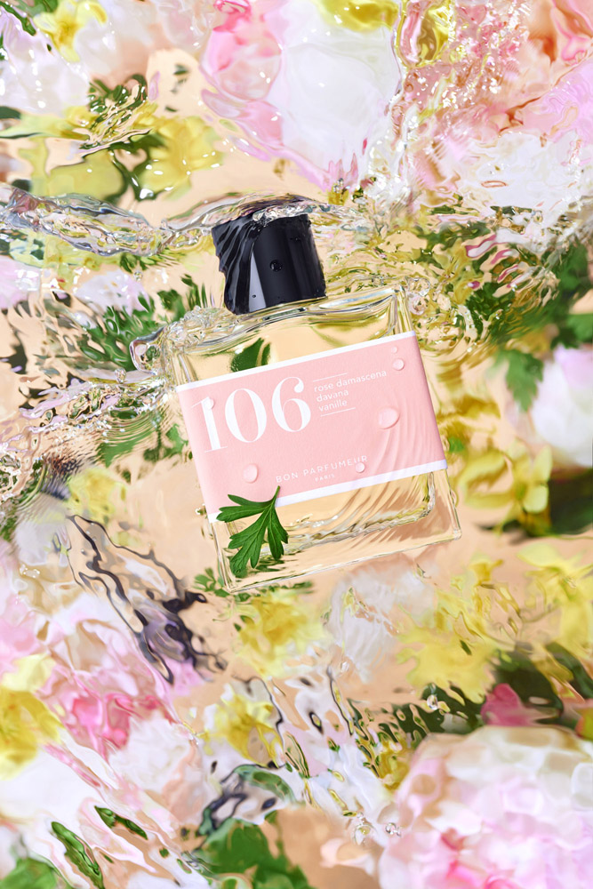 Photographie de flacon du parfum 106 de Bon Parfumeur par Lilie Peschard et le studio Sublimeight